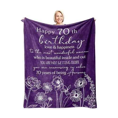 Xutapy 70th Birthday Gifts for Women Blanket 60''x50'', 70th Birthday Decorations, Best Gift for 70 Year Old Woman, Happy 1956 Birthday Gift for Mom/Wife/Grandma/Friends, Turning 70 Gift Throw Blanket