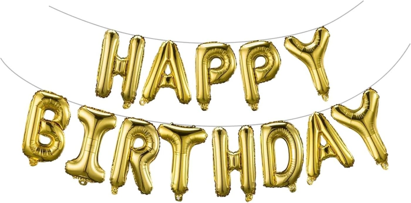 Party Propz Golden Happy Birthday Banner Foil Balloons - 13 Pcs, Happy Birthday Banner For Kids, HBD Foil Balloons Golden Birthday Decoration Banner For Home For Decoration (Foil)