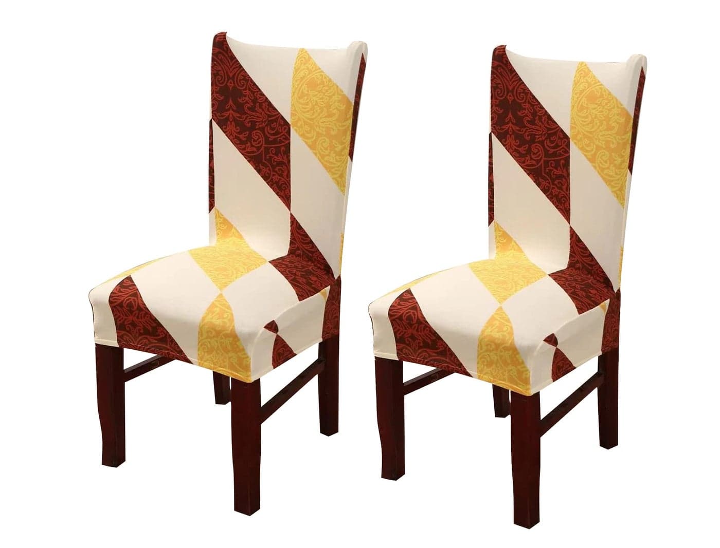 House of Quirk Elastic Chair Cover Stretch Removable Washable Short Dining Chair Cover Protector Seat Slipcover (Pack of 2, Abstract Multi)