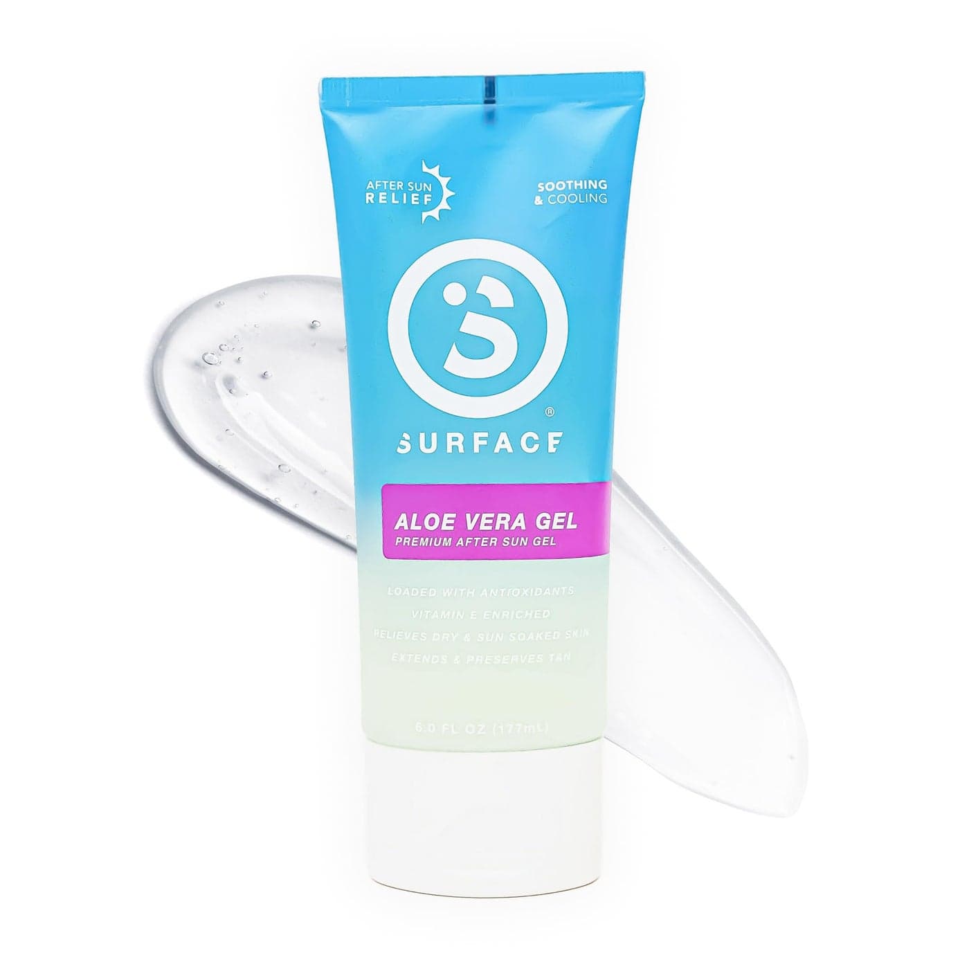 Surface Aloe Vera Gel Sunburn Relief and After Sun Care Cooling Hydrating Gel for Face and Body NonGreasy FastAbsorbing Moisturizer for Post Sun Exposure After Run or Outdoor Recovery