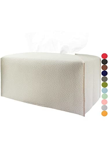 Large Rectangle Tissue Box Cover Plus Size Tissue Box Holder Long with Bottom Belt JESMINI Light Gray Faux Leather Rectangular Tissue Holder for BathroomCarOffice Decor