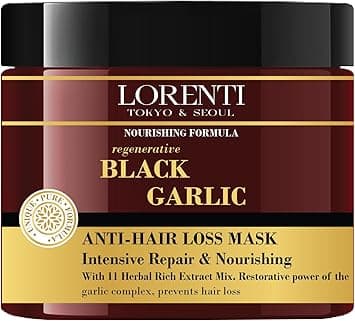 Lorenti Deep Conditioning Hair Mask 500 ml For Dry Damaged Dense Frizzed Hair Contains Vitamin B7 Proteins to Balance Moisturize Hair 169 Fl Oz Black Garlic