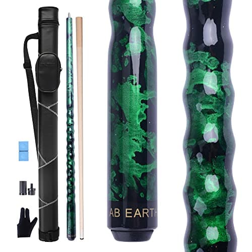 AB Earth Ergonomic Design 13mm Tip 58 Maple Pool Cue Stick Kit with Hard Case Green 21oz