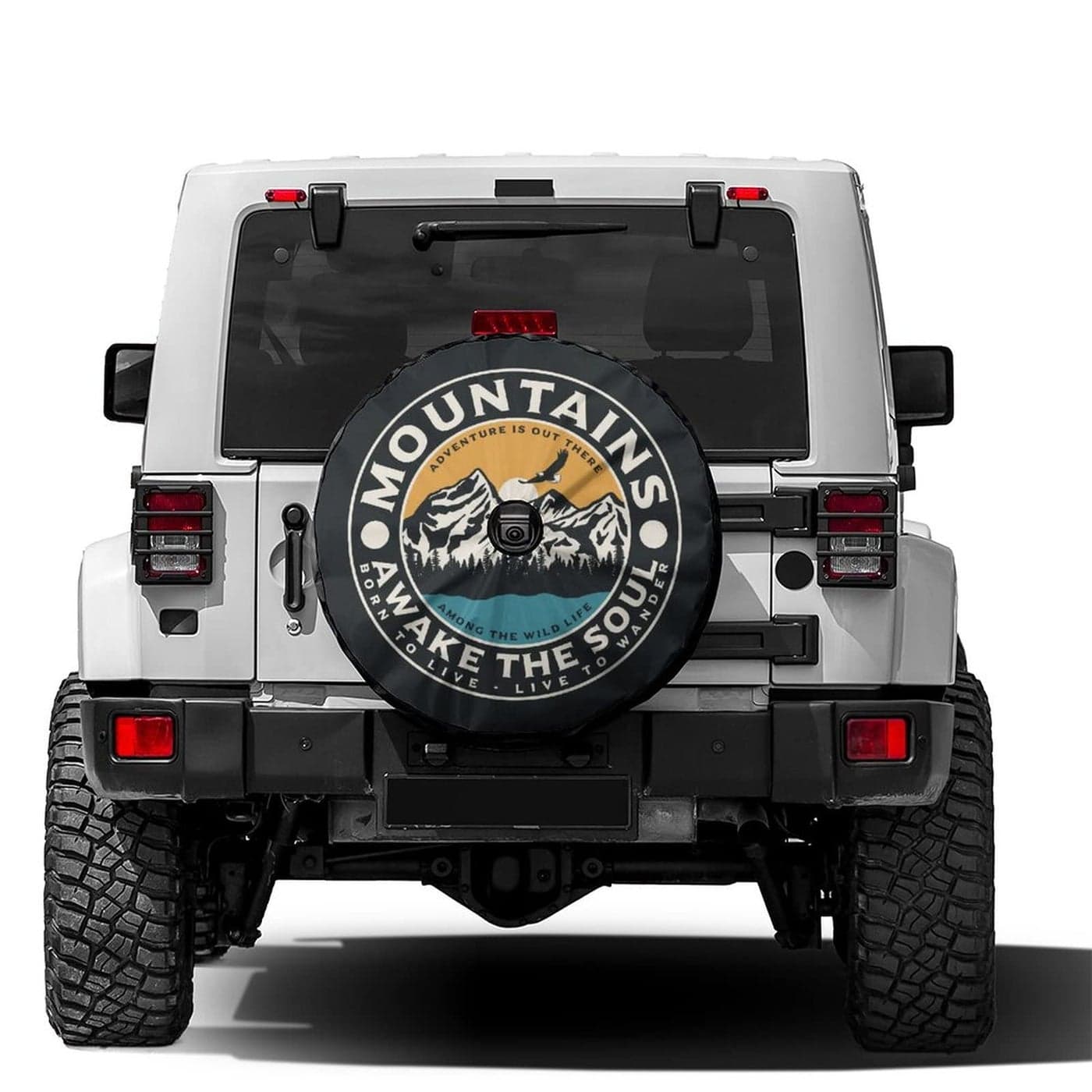 Delerain Spare Tire Cover with Backup Camera Hole Outdoor Theme Mountain Wheel Covers Waterproof DustProof UV Sun Universal Fit for Trailer RV SUV Truck 17 Inch for Diameter 3133