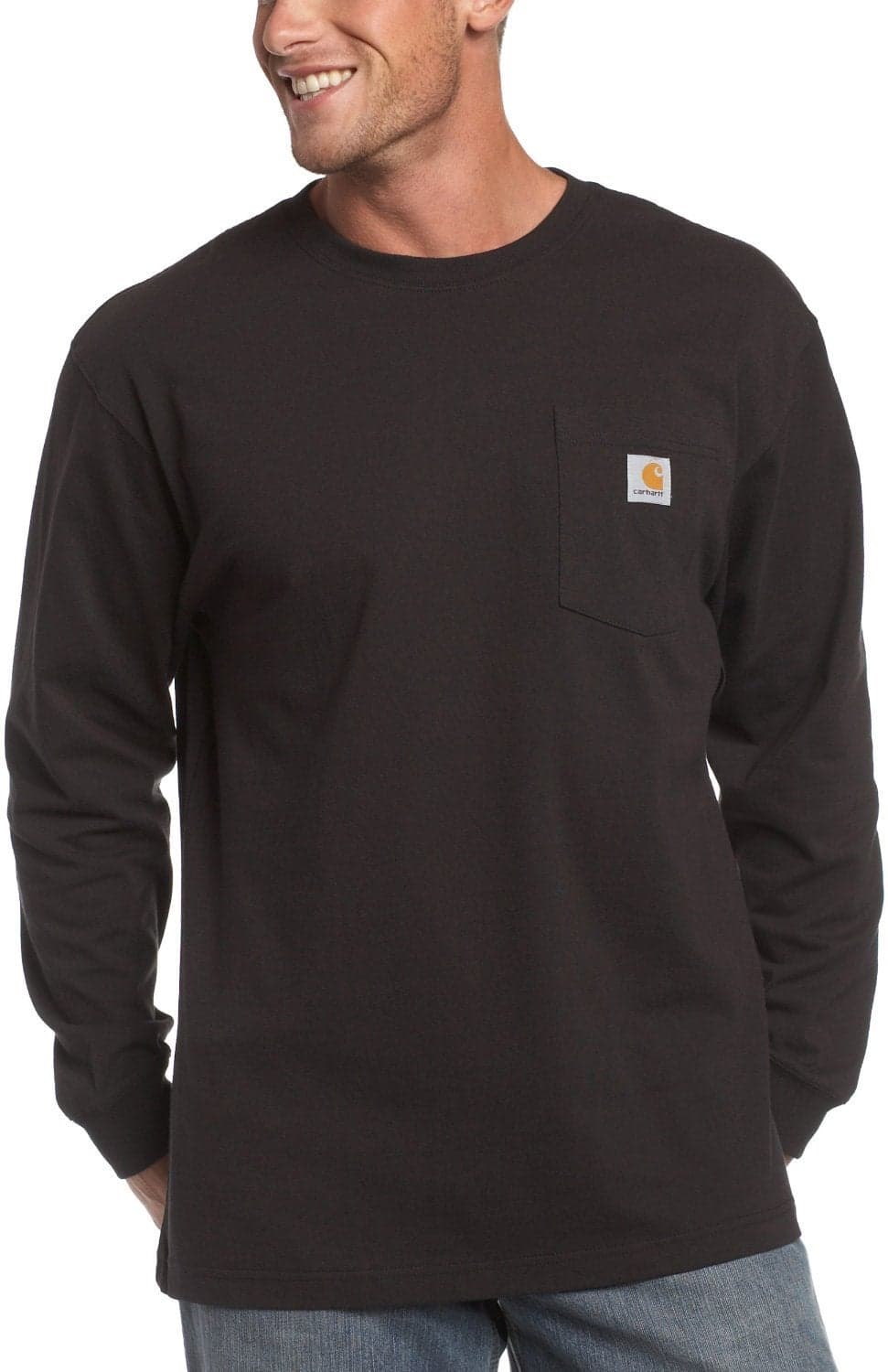 Carhartt Men's Loose Fit Heavyweight Long-Sleeve Pocket T-Shirt, Black, TLL-L