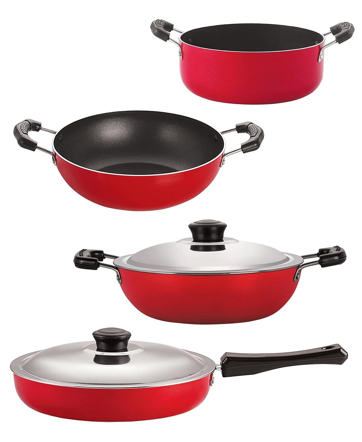 Nirlon Non-Stick Coated Dishwasher Safe Aluminium Kitchen Utencils Set of 4 Pieces (FP12_KD14_DKD(B)_CS24)