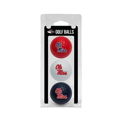 Team Golf NCAA Ole Miss Rebels 3 Golf Ball Pack Regulation Size Golf Balls, 3 Pack, Full Color Durable Team Imprint