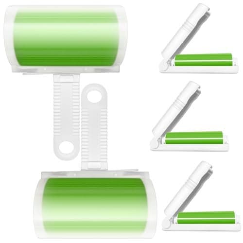 Reusable Washable Lint Roller 5 Pack, Sticky Travel Lint Roller, Portable Compact Pet Hair Remover Cleaner with Cover for Clothes, Pet Hairs, Carseats, Include Mini and Medium Size
