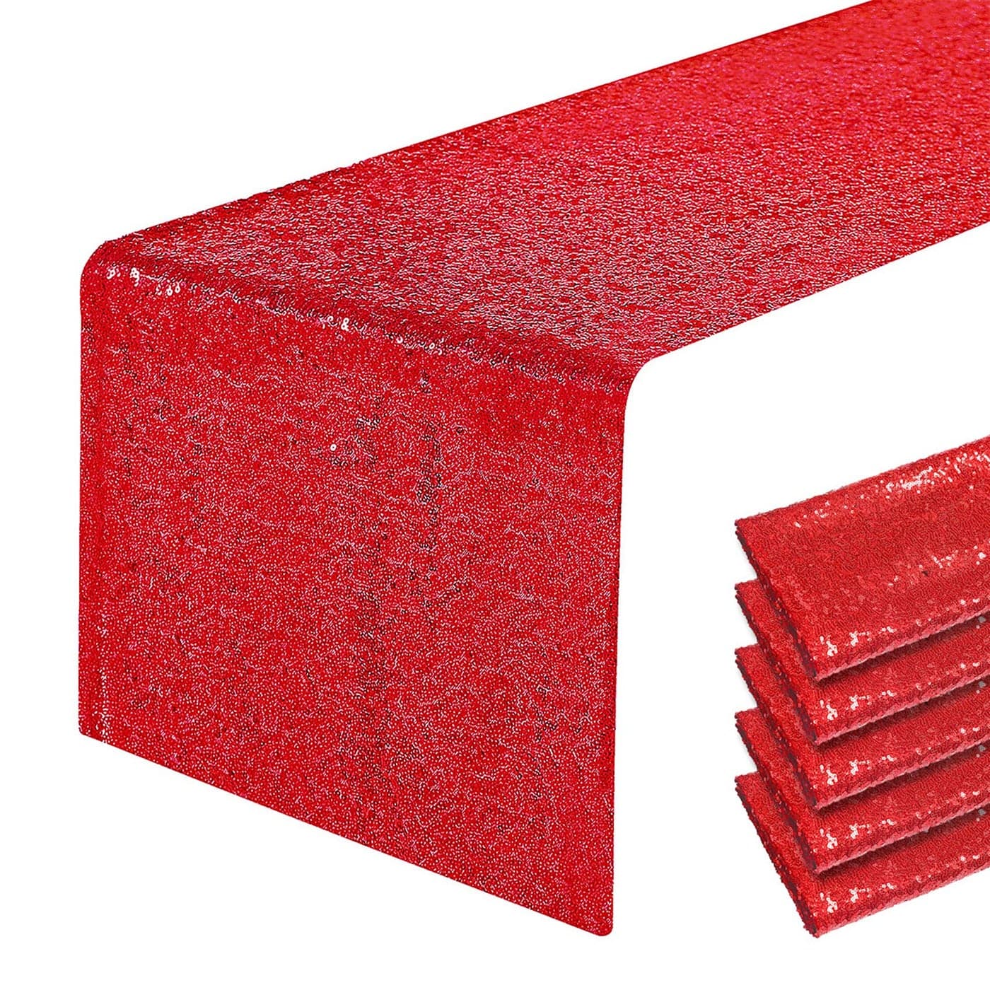 6 Packs 12 x 72 inches Red Sequin Table Runner Glitter Runner for Birthday Party Supplies Decorations Wedding Bachelorette Holiday Celebration Bridal Shower Baby Shower