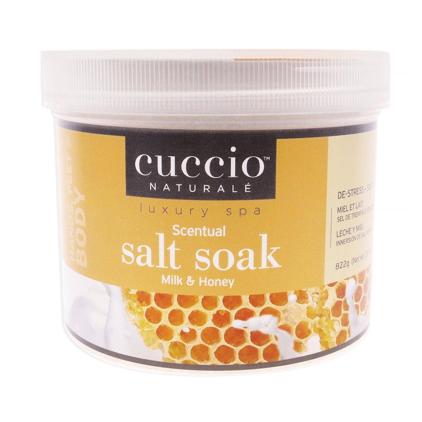 Cuccio Naturale Scentual Salt Soak - Invigorating Salts With An Irresistible Scent - Rejuvenate And Soothe Tired Feet - Softens And Leaves The Skin Fresh And Clean - Milk And Honey - 29 Oz