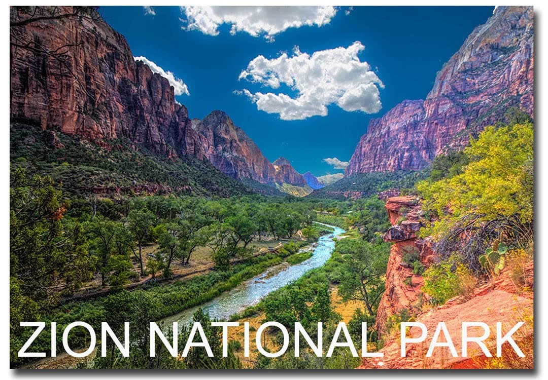 REFRIGERATOR MAGNET Zion National Park River Travel Refrigerator Magnet Size 25 x 35 Multicolor