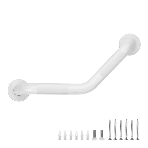 Grab Bars for Bathtubs and Showers 114 x 16 Angled Shower Grab Bar for Seniors Knurled Stainless Steel Handicap Grab Bars for Wall White 1 Pack