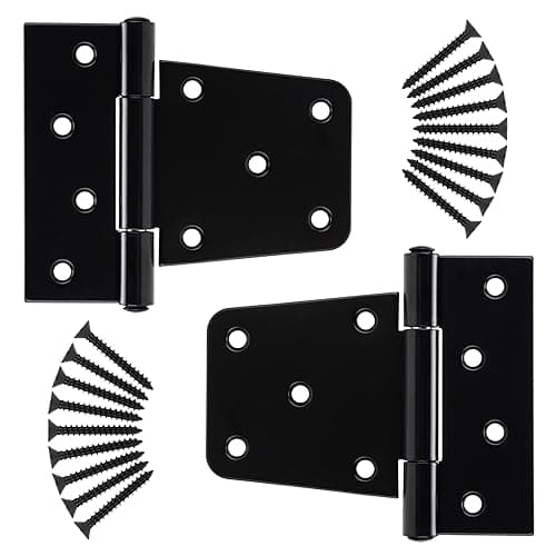 HILLMASTER 3.5 Inch Heavy Duty Gate Hinges Fence Door Hinges Durable Black Gate Strap Hinge for Indoor Outdoor, Gate Hardware Kit for Shed,Wooden Fences,Vinyl Fence Gate,Barn Door,Garage,2 Pack