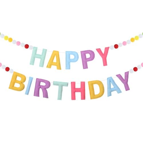 Mindsoft Felt Happy Birthday Garland Rainbow Banner Reusable Happy Birthday Sign Party Supply for Party DecorBright ColorNormal