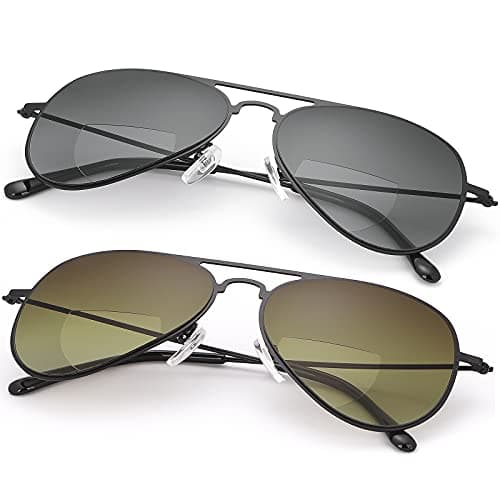 MIRYEA 2 Pairs Bifocal Reading Glasses UV400 Protection Sport Sunglasses Blue Light Blocking Lightweight Sun Readers for Men Women Outdoor Driving Eyeglasses Tinted Shades Anti Glare Eyewear 2.5