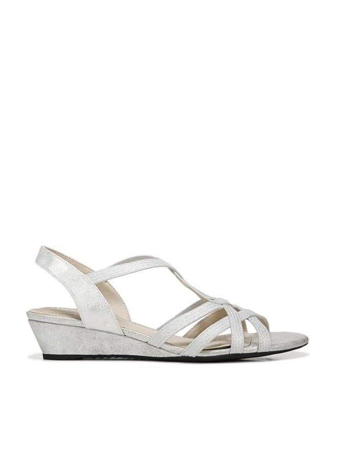 LifeStride Womens Yaya Wedge Sandal Silver 8.5 M