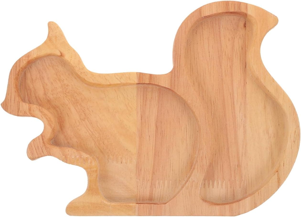 Alipis Squirrel Shape Wood Nut Tray Khaki 787x570x059 Inch Snack Serving Plate for Kitchen Party Restaurant MultiUse Storage Dish for Nuts Fruits Desserts