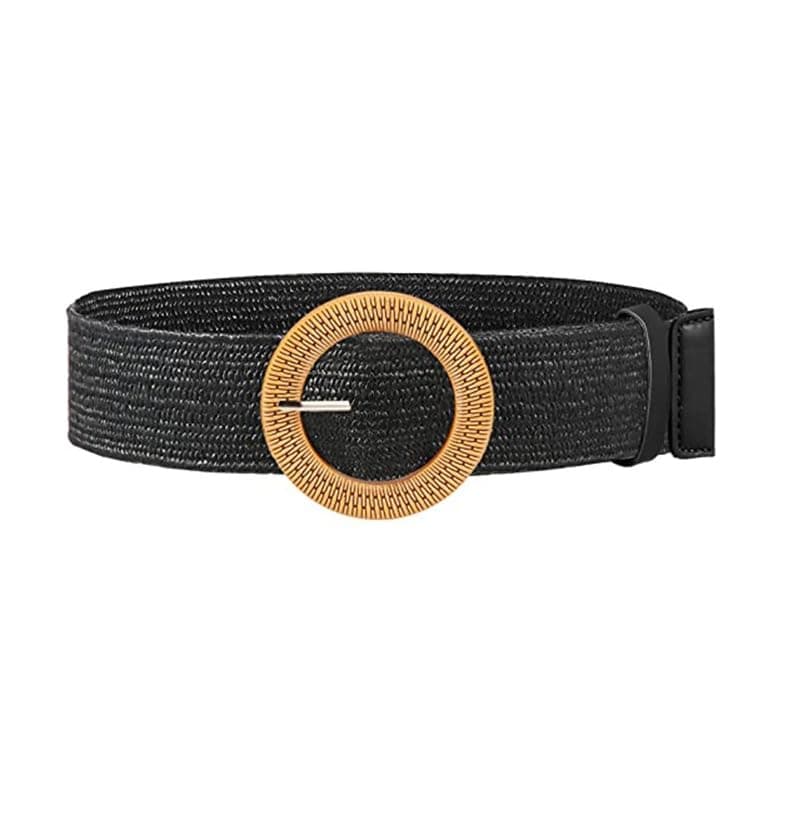 Fabme Women's Elegant Woven Elastic Belt - Black
