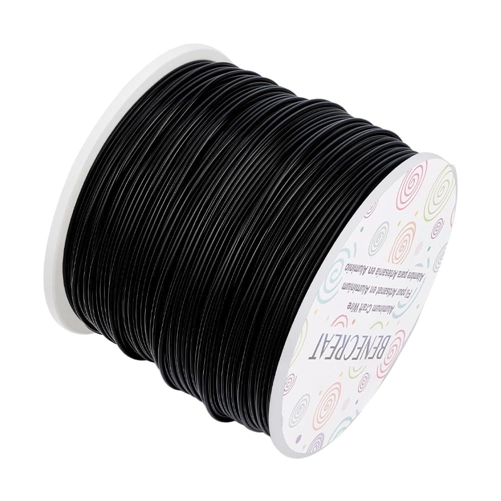 BENECREAT 18 Gauge Aluminum Wire 492FT Anodized Black Bendable Craft Wire for Beading Jewelry Craft Making Plant Gardening Sculpting Model Making