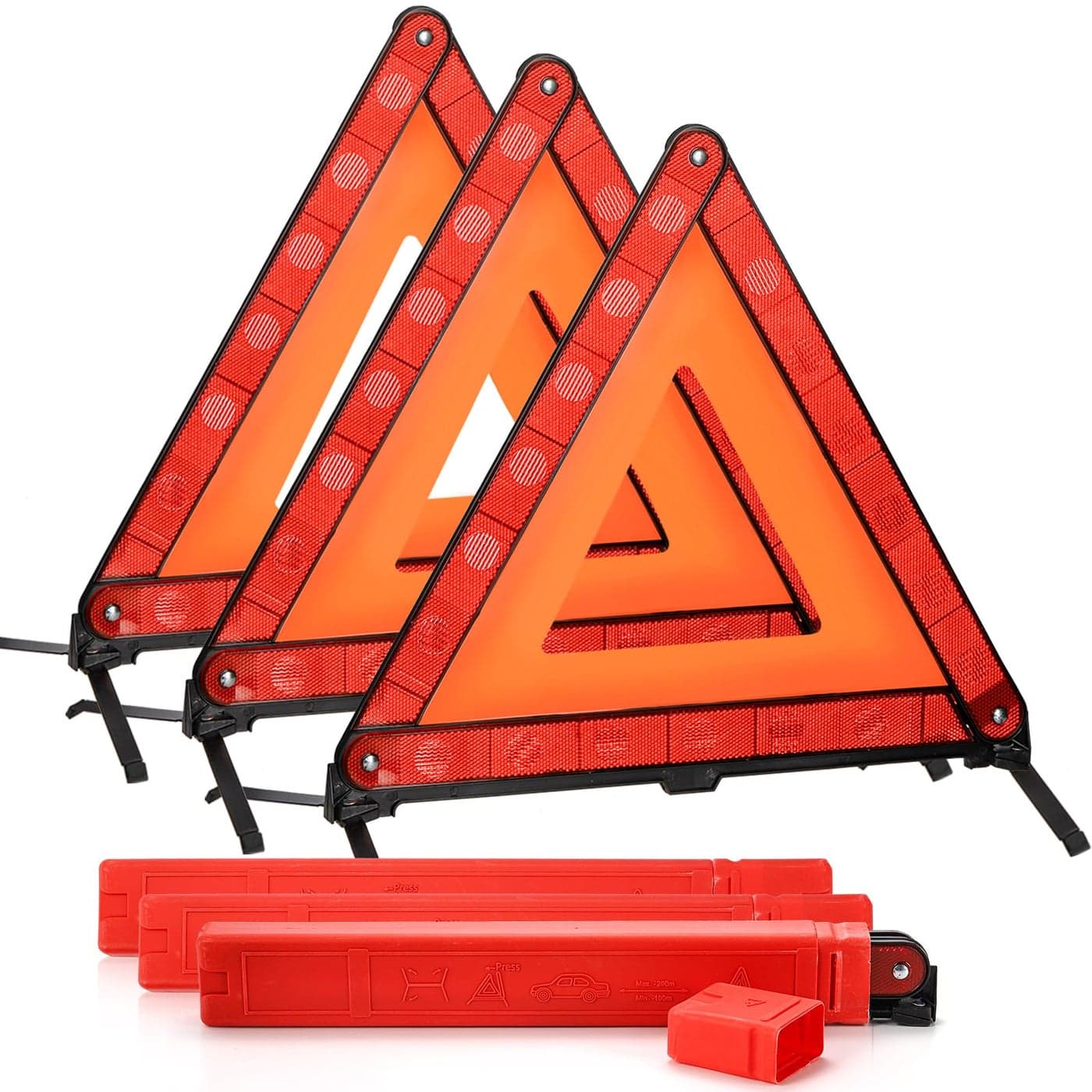 Fasmov 3 Pack Triangle Warning Frame Triangle Emergency Warning Triangle Reflector Safety Triangle Kit Emergency Triangle for Vehicles Car Road Reflective Kit