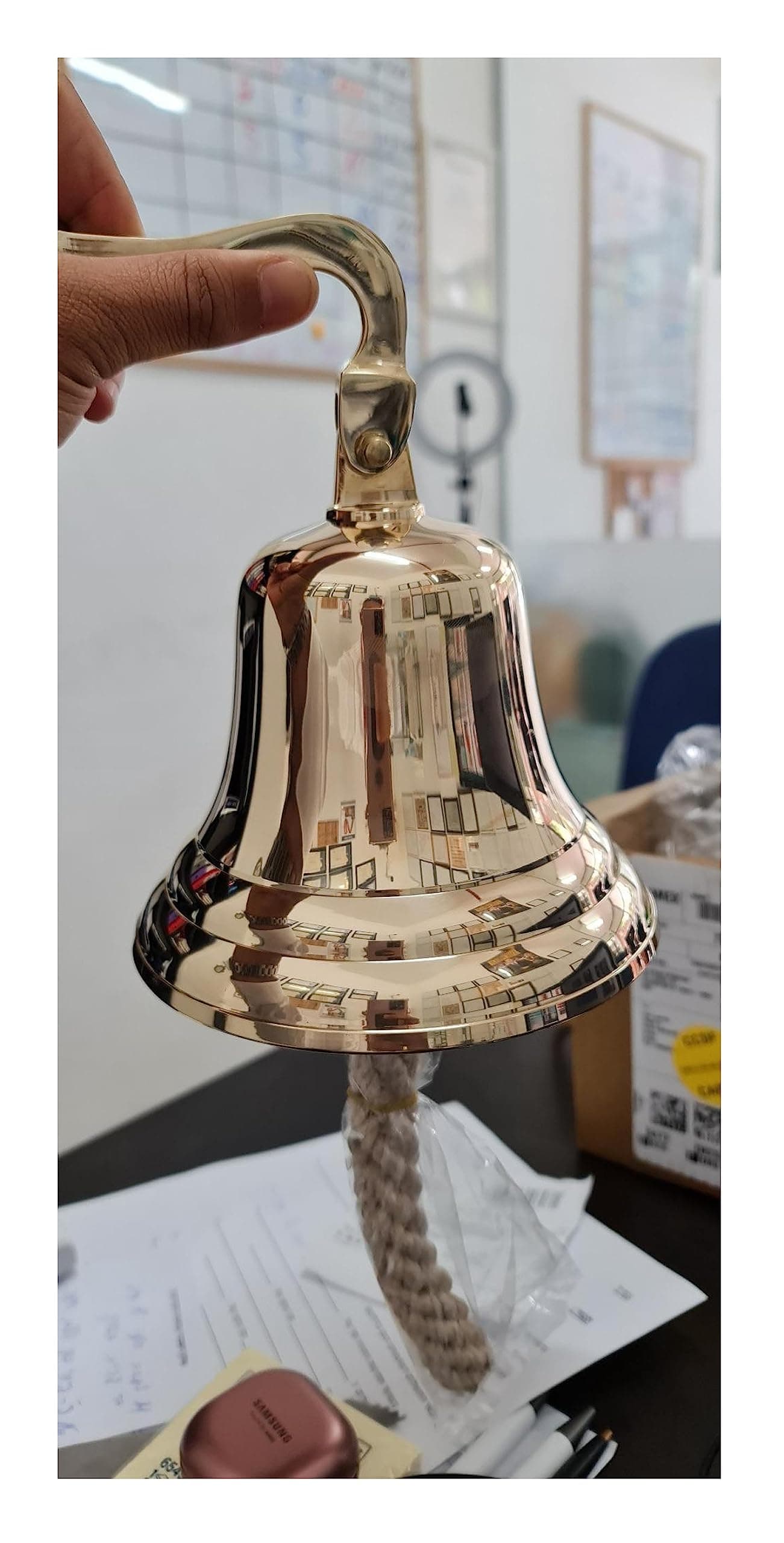 4 Solid Brass Bell Quality Marine Wall Mounted Ship Hanging Bell Perfect for Dinner Indoor Outdoor School Bar Reception Last Order Church by The Metal Magician