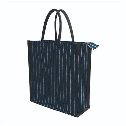 SHIBUI Eco-Friendly Canvas Lunch Bag with Tiffin Box Holder, Zipper Closure, and Reinforced Handle - Unisex. (Navy, 1)