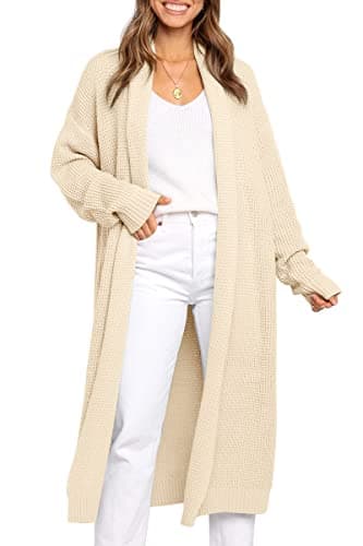LILLUSORY Long Cardigan Sweaters for Women Fall Trendy Oversized Open Front Winter Coat Blazer 2025 Cozy Chunky Knit Sweater Jacket Outwear Coats Apricot S