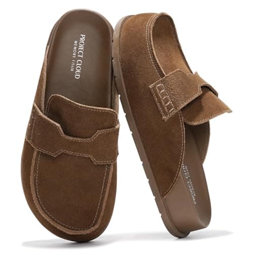Project Cloud Genuine Leather Womens Clog - Memory Foam Arch Support Non-Slip Sole Mules & Clogs for Women Footwear - Platform Winter Shoes (Foamy, CHOCSUEDE, 8.5)