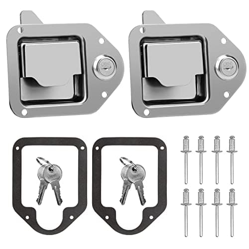 BAUMFEUER Truck Tool Box Latch Replacement 304 Stainless Steel Toolbox Paddle Lock Replacement Handle with Keys for Truck RV Trailer UTV ATV Box 2 Pack