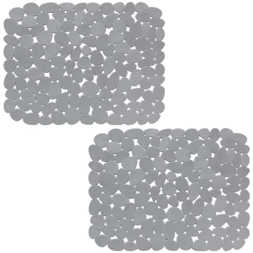 Bligli Pebble Sink Mat for Stainless SteelCeramic Sinks 2 Pack PVC Sink Protectors Mats for Bottom of Kitchen Sink Dish Drying Mat for Dishes and Glassware 157 x 118 inch Solid Grey