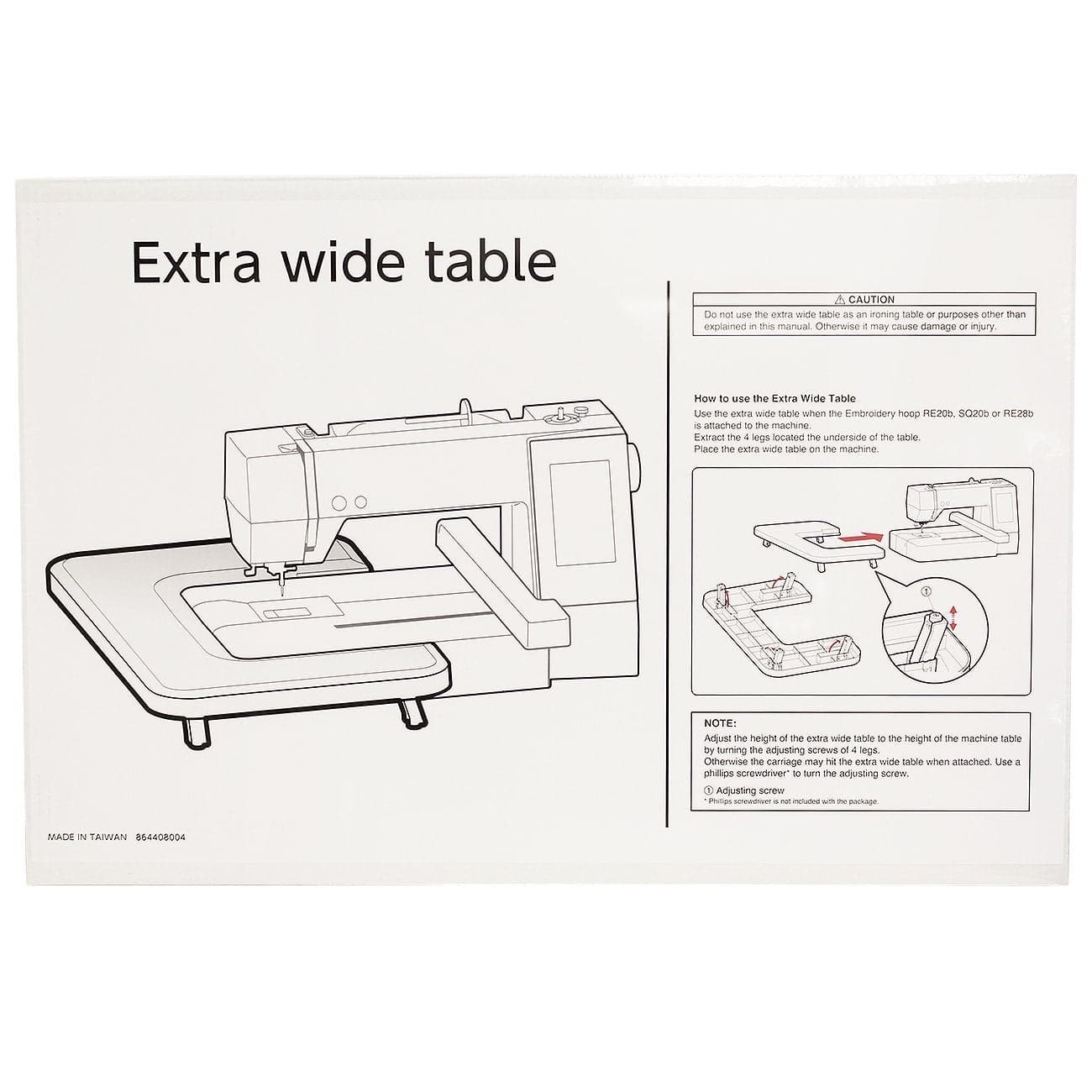 Janome Extra Wide Table Fits MC500E MC400E and Elna 830