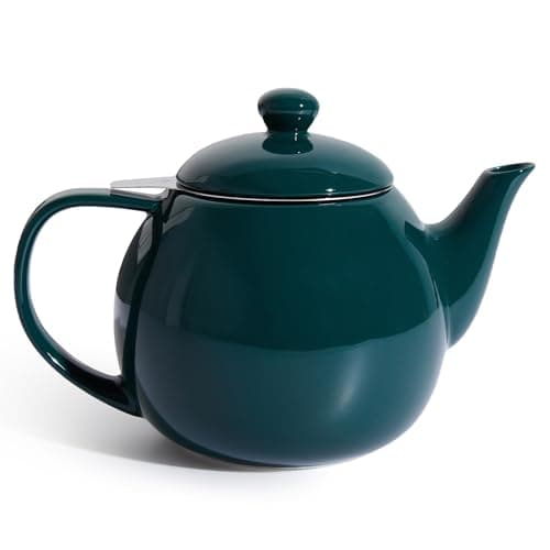 Sweese Teapots for Tea 27 oz Porcelain Tea pot with Removable Stainless Steel Infuser Tea Pots for Loose Tea Dark Green
