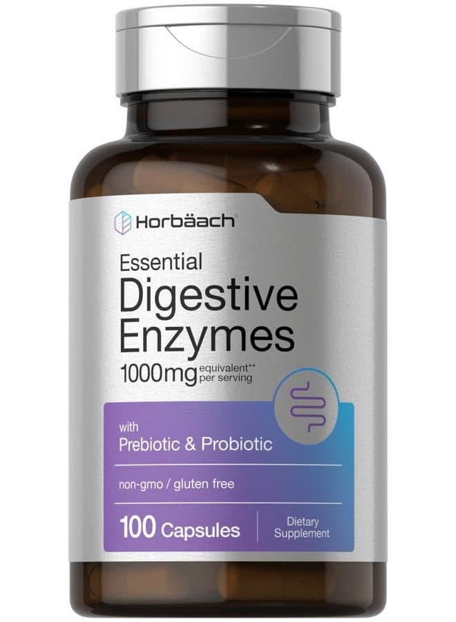 Essential Digestive Enzymes | 100 Capsules | Enzyme Blend for Men & Women | Non-GMO & Gluten Free Supplement