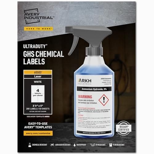 Avery UltraDuty GHS Chemical Labels for Laser Printers Waterproof UV Resistant 35 x 5 5 Packs 60503