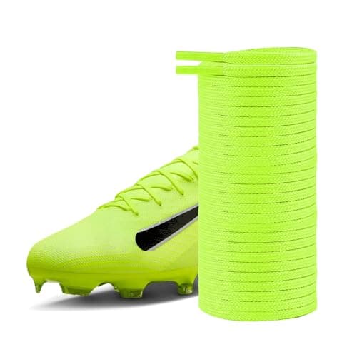UamGlsob 5/32''(4mm) Soccer Shoe Laces for Soccer Shoes,Thin Flat Shoelaces Replacement Strings for Football Sneakers (Neon Green, 63"/160cm)