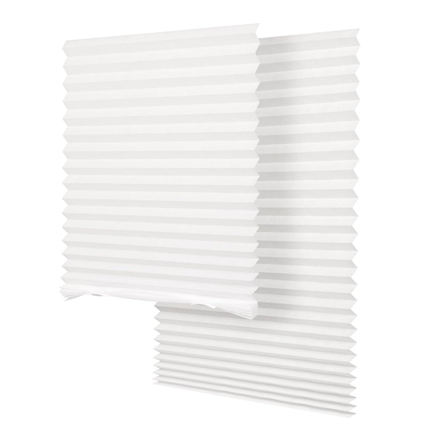 SEEYE Light Filtering Temporary Blinds Cordless Shades Fabric Pleated Fabric Shade Easy to Cut and Install 36 W x 72 L 2 Pack White with 4 Clips