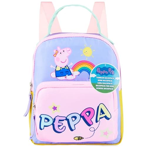 Get Trend Peppa Pig Mini Backpack for Kids Girls Toddlers 9x7” Cute Bag Travel Bag for Daycare Trips Vacation Fashion Gifts for Girls (Multi Peppa Pig)