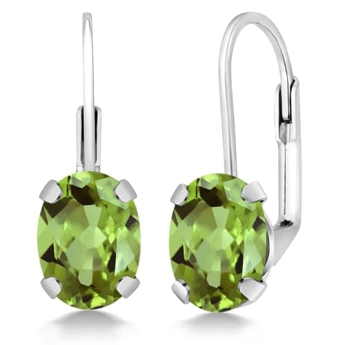 Gem Stone King 8X6MM Oval Drop Dangle Earrings for Women | 925 Sterling Silver | Genuine Gemstone Birthstone Leverback Earrings | Fine Jewelry Gifts for Her Mom Women Wife