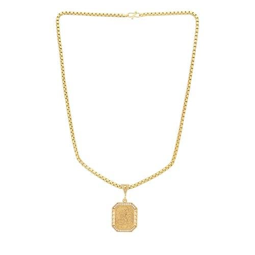 Divine Hindu Gold Plated Om Pendant for Men & Women | Interlocked Chain | Traditional Goddess Om Pendant | Durable Gold Plated Devotional Jewelry | Gift for Festivals & Puja