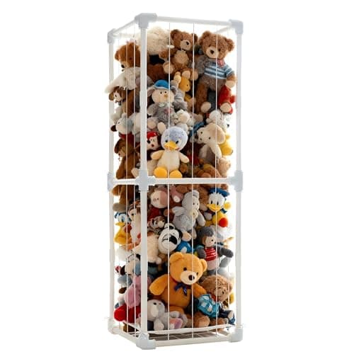 puheca Large Stuffed Animal Storage Organizer Creative PVC Stuffed Animals Storage Zoo Cage Vertical Space Saving Large Capacity Plush Toy Zoo Holder for Kidroom PlayroomWhite