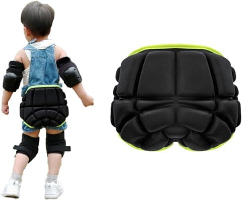 BODLYL Protective Butt Pad Children Extreme Sports Hip Pad Butt Pads for Skating Roller Hockey Pants Kids Skate Pads Impact Shorts Snowboard Padded Shorts Children Under 12 Years Old Black
