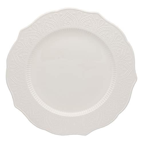 10 Strawberry Street Dahlia 10.5" White Dinner Plate, Set of 6