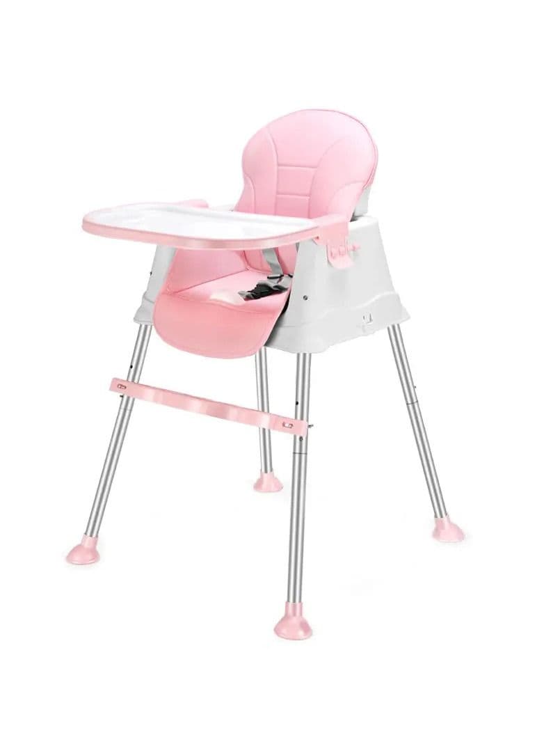 Multifunctional Adjustable Baby High Chair With Dining Tray And Roller Wheels
