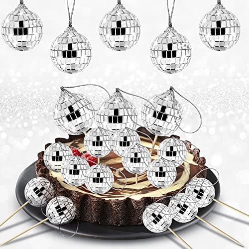 18 Pack Disco Ball Cupcake Toppers 70s Disco Ball Cupcake Decorations Disco Theme Cupcake Picks for Night Fever Party Disco Theme 70s Birthday Party Supplies