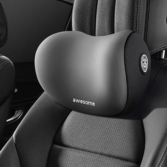 CRENTILA Car Neck Pillow,Neck Pain Relief for Long Drive Car Seat Back Head Rest Memory Foam Pillow for Driving with Adjustable Strap,and Breathable Removable Cover (Black)