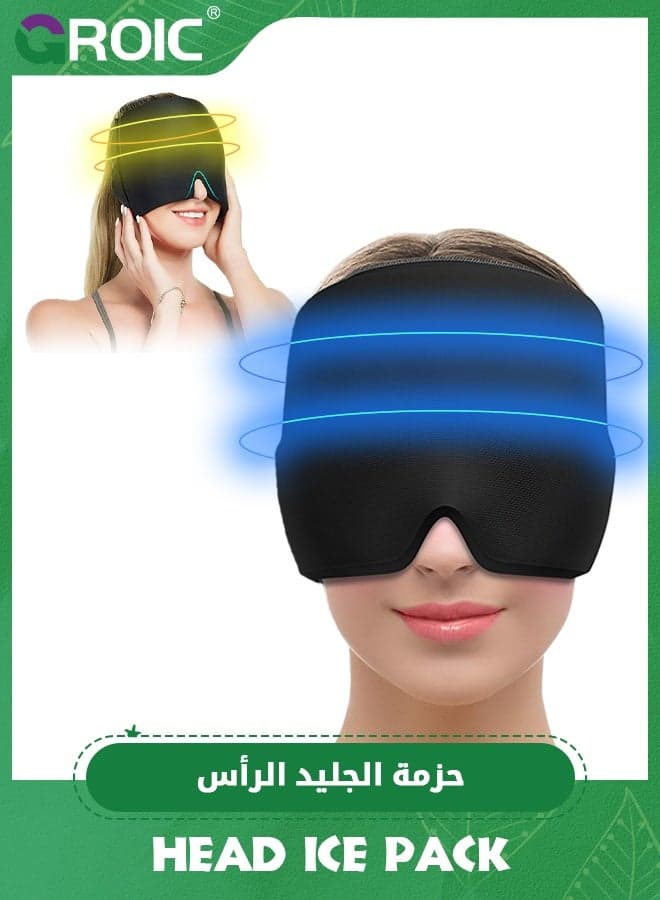 Migraine Ice Head Wrap, Gel Head Ice Pack Wrap with Hot and Cold Therapy, Headache Ice Pack Eyes Mask for Sinus, Puffy Eyes, Tension and Stress Relief (Double layer 260g)