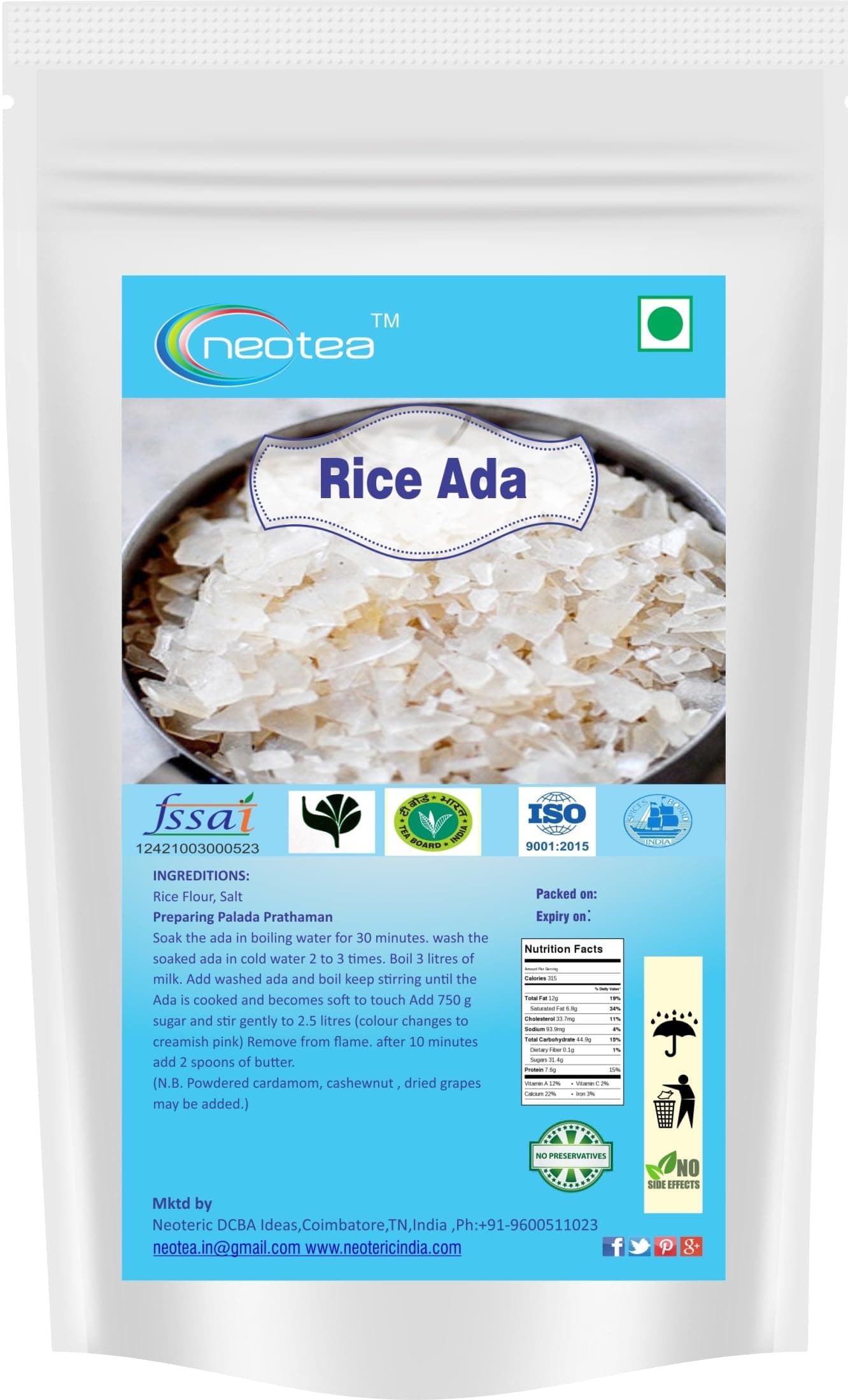 NEOTEA ADA PALADA RICE Ada Pradhaman Payasam/Kheer Main Ingredient 200G (PACK OF 2)