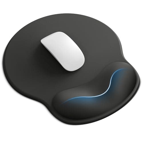Laborio Mouse Pad with Wrist Rest, Ergonomic Mouse Pads for Desk, Office Non-Slip Large Mousepad with Gel Wrist Support(Black, 10.6''L x 9''W)