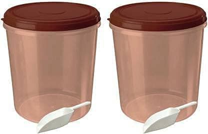 AIR O MATIC Kitchen Grocery Storage Container comboBPAFree Dispenser Air Tight Box for Fridge Multipurpose usages 10 Kg With Scoop 2 pcs Brown