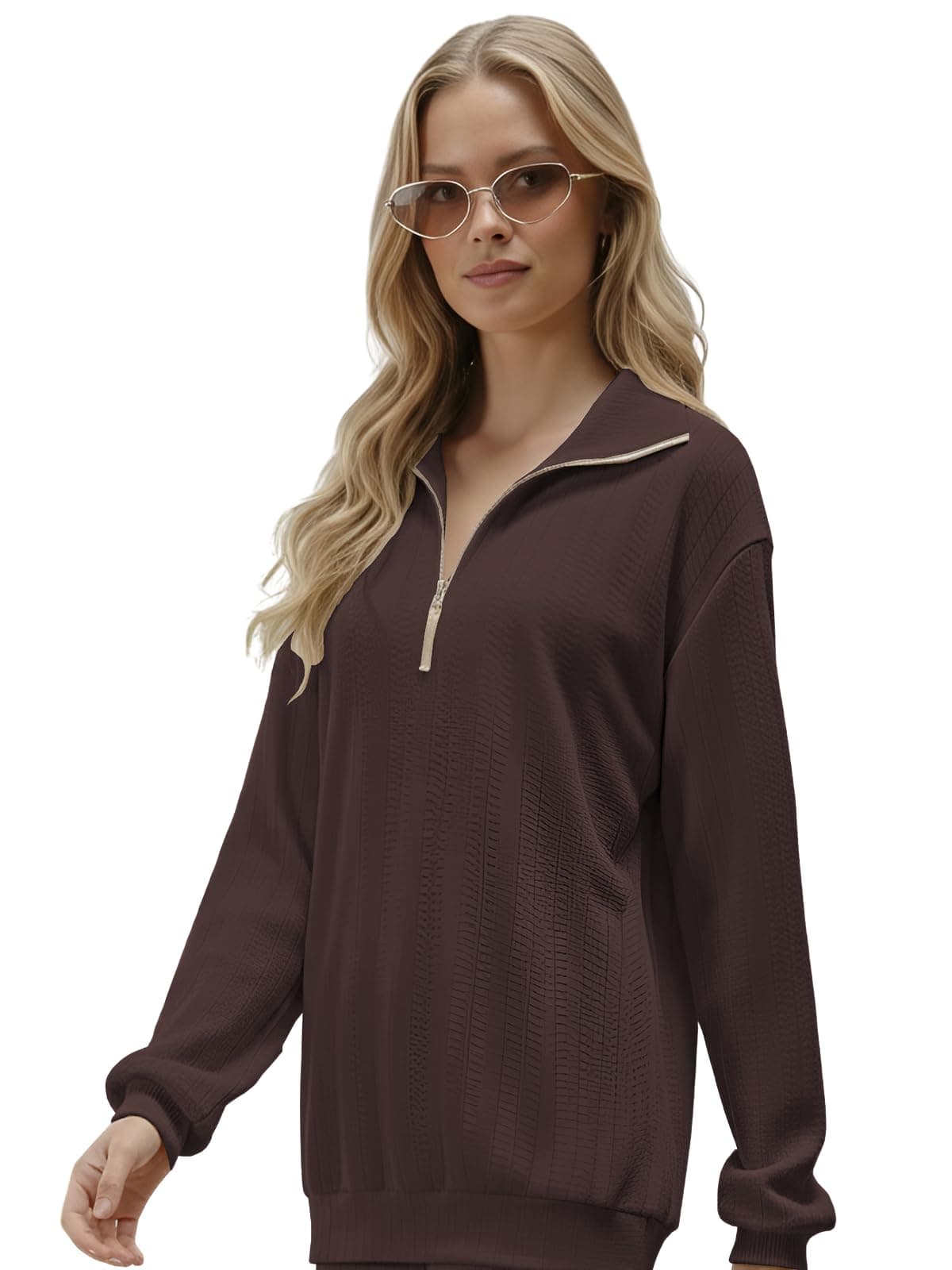 GRECIILOOKS Co-ord Set for Women Stylish | Warm Hooded Hoodie & Pant Set | Winter Wear Womens Dress | Casual Travel & Loungewear Outfit (GL-W2519&TR1460-2XL-Brown)